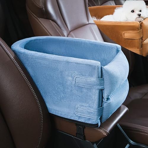 YANGYANGDA Welpenautositz Mittelkonsole Hundesitz mit Sicherheitsschnalle Mittelkonsole Hundeautositz Autositz für Hunde Klein 2,3-6,8 kg (Blau) von YANGYANGDA