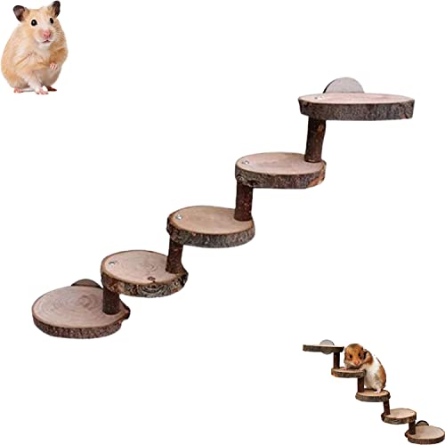 YANJI Hamsterleiter Naturholz, Hamster Kletterspielzeug, Hölzerne Hamsterleiter, Hamster Übungsspielzeug, Hamster Holzleiter Spielzeug, 5-Lagiges, für Hamster, Mäuse, Ratten und Papageien von YANJI