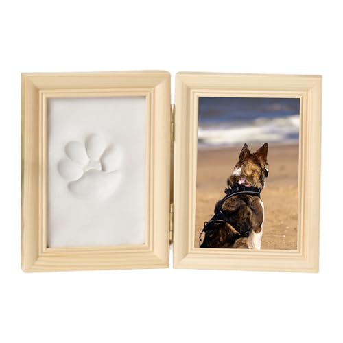 YANJIY Pfotenabdruck Set Hund 3D, Bilderrahmen Andenken Katze, DIY Holz Fotorahmen, Gedenk Fotorahmen, Pet Pawprints Bilderrahmen, Für Geschenke und Souvenirs (Holzfarbe) von YANJIY