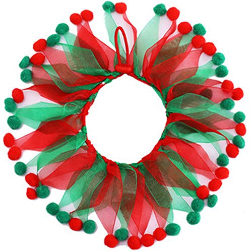 YANQINQIN Weihnachtliches Haustier-Halsband mit Ornamenten, rot-grünes Halsband, verstellbares Kleid für Katzen und Hunde, Größe S (30 cm) von YANQINQIN