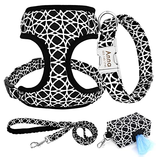 4 Teile/los Benutzerdefinierte Nylon Hundehalsband Leine Harness Poop Bag Set Personalisierte Hundehalsbänder Haustiergeschirre für Kleine Mittelgroße Hunde von YANYUESHOP