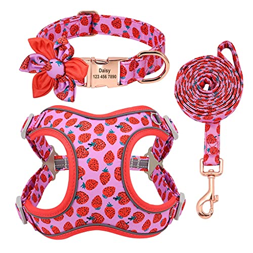 Bedrucktes Hundegeschirr Customzied Hundehalsband Nylon Hundegeschirr Halsband Leine Personalisiertes Hundehalsband ID-Tag Haustiergeschirr Weste von YANYUESHOP