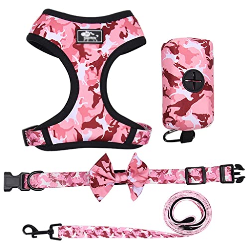 Camouflage Hundegeschirr, Weste, Leine und Halsband, Set für kleine Hunde, Verstellbarer Brustgurt für französische Bulldoggen von YANYUESHOP