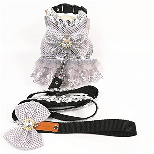 Hundegeschirr für kleine Hunde, Luxus-Prinzessin, Spitzenkleid, Hundegeschirr und Leine, Set, süße Hundebrust, Weste, Laufleine, Chihuahua von YANYUESHOP