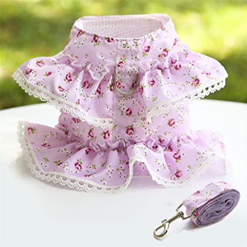 Mode Blumenmuster Hundegeschirr Leine Set Nylon Mesh gefüttert Rüschen Spitze Spitze Welpen Weste Geschirr für kleine mittelgroße Hunde Katzen von YANYUESHOP