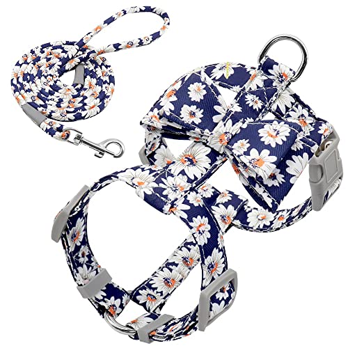 Verstellbare Nylon-Hundegeschirr-Leine-Set für Haustiere, Welpen, Bowknot-Geschirr, Weste, Laufleine für kleine, mittelgroße Hunde, Chihuahua von YANYUESHOP