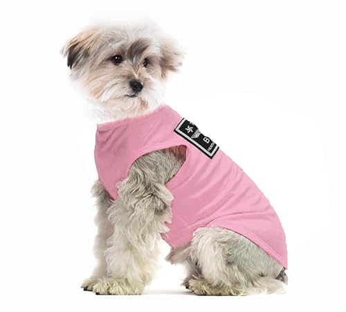 Hundekleidung für Kleine Hunde,Hund Sonnencreme T-Shirt Baumwollhemden Weich und Atmungsaktiv, Hundekostüm Bekleidung Fit für Kleine Extra Kleine Mittlere Hundekatze (L, Rosa) von YAODHAOD