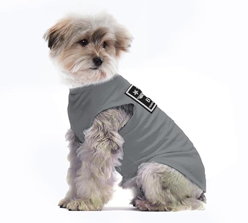 Hundekleidung für Kleine Hunde,Hund Sonnencreme T-Shirt Baumwollhemden Weich und Atmungsaktiv, Hundekostüm Bekleidung Fit für Kleine Extra Kleine Mittlere Hundekatze (XXL, Grau) von YAODHAOD