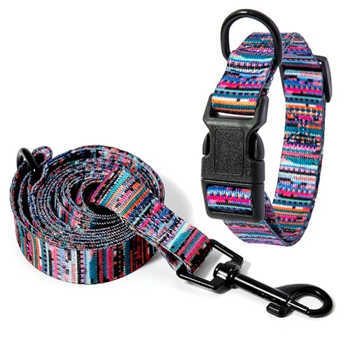 YAODHAOD Bohemia Style Personalisierte Hundehalsbänder, Anzug, weich, atmungsaktiv, verstellbar, Nylon, für kleine, mittelgroße und große Hunde (groß, Märchenstadt) von YAODHAOD