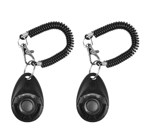 YAODHAOD Clicker Hunde, 2Pack Wrist Strap Pet Training Clicker, Hund Katze Buttons Kommunikation Verhaltenstraining Clicker Tools (Schwarz) von YAODHAOD