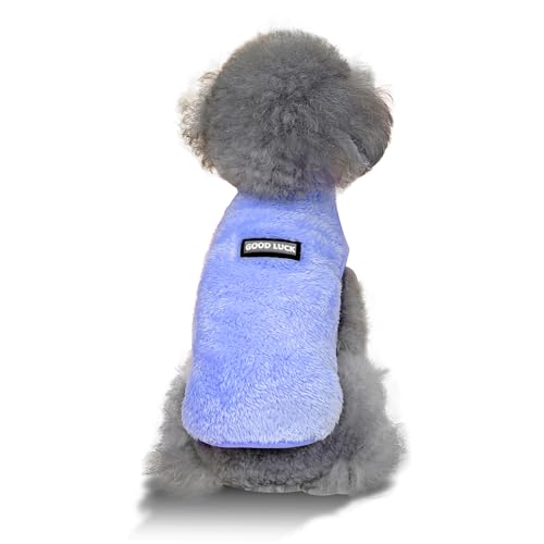 YAODHAOD Hund Pullover Winter Fleece Pullover für kleine Hunde Katze Welpe Yorkie Chihuahua Dachshund, warme Herbst Winter Kleidung (L, Blau) von YAODHAOD