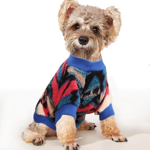 YAODHAOD Hund Pullover für kleine Hunde, Fleece Hund Pullover, Ethnische Stil Hund Winterkleidung, Ultra weiche thermische Winter warme Welpen Sweatshirt, Haustier Pullover (L, Rosa) von YAODHAOD