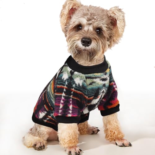 YAODHAOD Hund Pullover für kleine Hunde, Fleece Hund Pullover, Ethnische Stil Hund Winterkleidung, Ultra weiche thermische Winter warme Welpen Sweatshirt, Haustier Pullover (XS, Mehrfarbig) von YAODHAOD