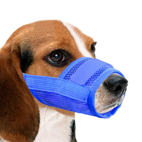 YAODHAOD Hunde Maulkorb,Nylon-Mesh, atmungsaktiv und bequem,schnell sitzende Hundemündung mit verstellbaren Trägern,erhindert Das Beißen,Kauen Und Bellen(XL, Blau) von YAODHAOD