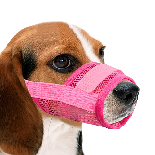 YAODHAOD Hunde Maulkorb,Nylon-Mesh, atmungsaktiv und bequem,schnell sitzende Hundemündung mit verstellbaren Trägern,erhindert Das Beißen,Kauen Und Bellen(XXL, Pink) von YAODHAOD