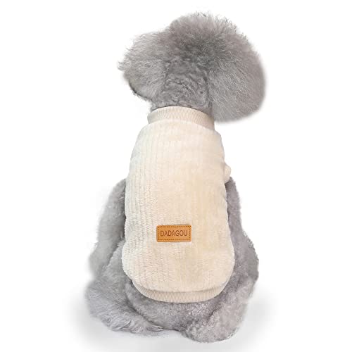 YAODHAOD Hundepullover, Hundekleidung, Plüsch, weich, dick, warm, für Winter, Hunde, Katzen, Aprikose (weiß, XL) von YAODHAOD