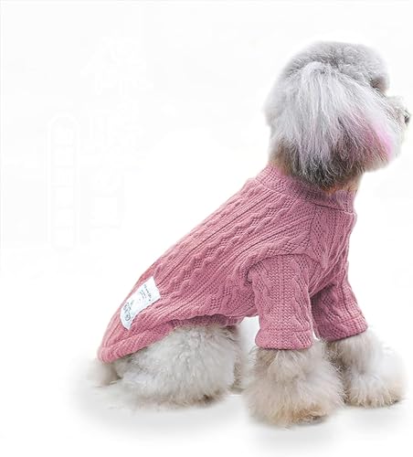 YAODHAOD Hundepullover Kleine Hunde,Winter Warm Haustier Pullover Strick Rollkragen Kaltes Wetter Haustier Mäntel Welpen Katze Sweatshirt Pullover Kleidung für kleine mittlere Hunde (Dunkelrosa, XXL) von YAODHAOD