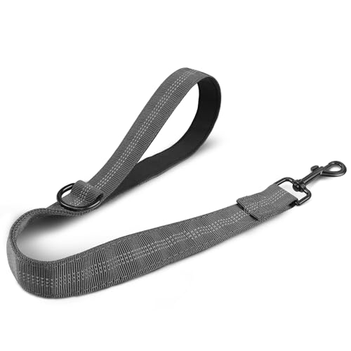 YAODHAOD Kurzführer Hund 30cm Verkehrsleinen für Hunde, Robust Kurze Trainingsleine mit komfortablem gepolstertem Griff und stark reflektierenden Fäden,für Mittlere Große Hunde (Schwarz, 63CM) von YAODHAOD