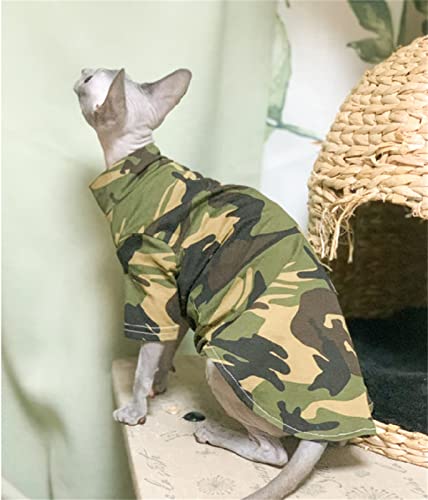 YAOER Haarlose Katze Sphinx Devon Haustier-Katzenkleidung Frühling und Herbst Reine Baumwolle Dünner Pullover Bequem Schmutzig Atmungsaktiv, Grün, S- von YAOER