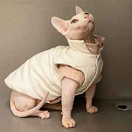 YAOER Haarlose Katze Sphinx Devon Haustier Katzenkleidung Winter doppelseitig doppelt getragene Baumwollweste Baumwollweste warm und bequem, Ingwer, XL von YAOER