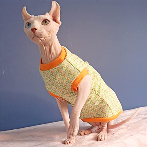 YAOER Haarlose Katze Sphinx Devon Katzenkleidung Frühling und Sommer Reine Baumwolle leichte hypoallergene Weste hautfreundlich und atmungsaktiv, grün, XL von YAOER