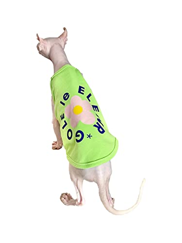 YAOER Haarlose Katze Sphinx Devon Katzenkleidung Sommer Dünn Baumwolle Cartoon Sling Niedlich und Bequem, Grün, XL+ von YAOER