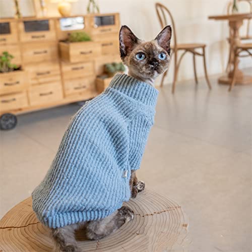 YAOER Haarlose Katze Sphinx Devon Kleidung Weihnachten Frühling Herbst Weicher Warmer Kuschelpullover, Blau, L- von YAOER