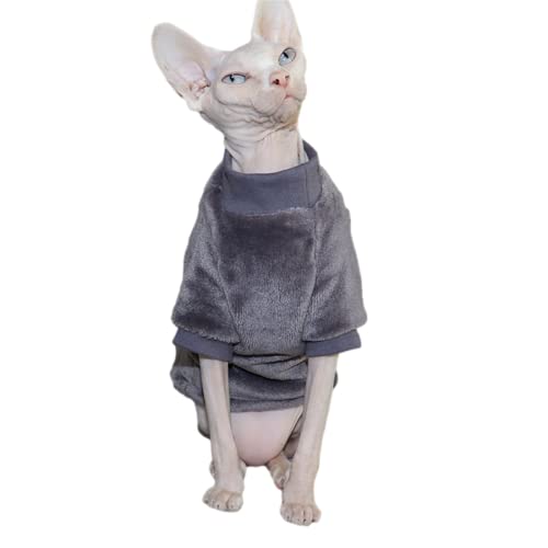 YAOER Haarlose Katze Sphinx Devon Kleidung Weihnachten Herbst und Winter Flanell Verdickung und Fleece Warmer Mantel,Grau,L von YAOER