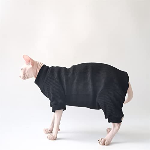 YAOER Haarlose Katze Sphinx Devon Kleidung Weihnachten Herbst und Winter Stretch 4 Füße warme Kleidung,schwarz,XS von YAOER