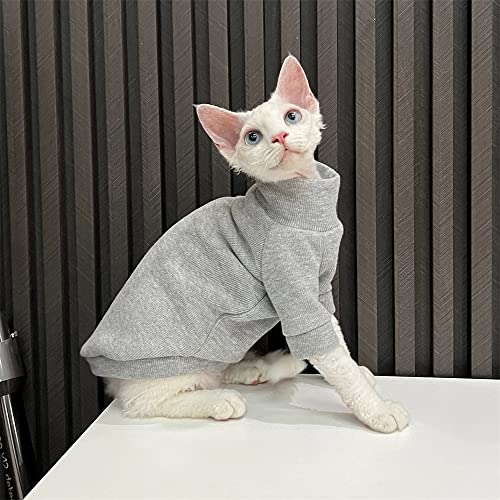 YAOER Haarlose Katze Sphinx Devon Kleidung Weihnachten Herbst und Winter gepolstert dicken warmen Pullover, grau, S- von YAOER