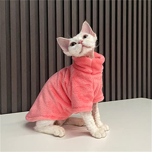 YAOER Haarlose Katze Sphinx Devon Kleidung Weihnachten Nerz Samt weich hautfreundlich Dicke warme Jacke, dunkelrosa,S- von YAOER