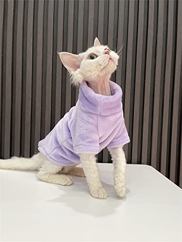 YAOER Haarlose Katze Sphinx Devon Kleidung Weihnachten Nerz Samt weich hautfreundlich Dicke warme Jacke, lila, XS von YAOER