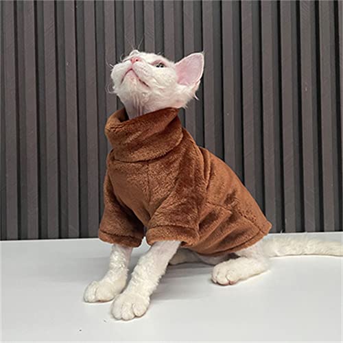 YAOER Haarlose Katze Sphinx Devon Kleidung Weihnachten Nerz samtweich hautfreundlich Dicker Warmer Mantel, braun, XXXL+ von YAOER