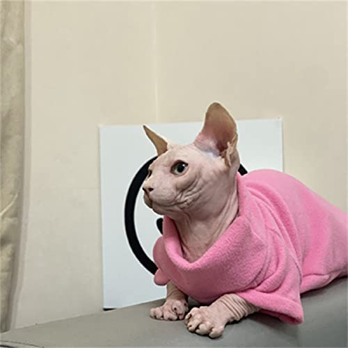 YAOER Haarlose Katze Sphinx Devon Kleidung Weihnachten Winter Fleece Warme Dicke Weiche Bodenhemdjacke,Rosa,M von YAOER