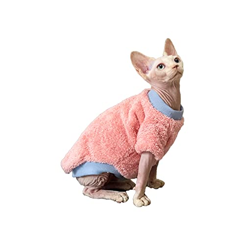 YAOER Haarlose Katze Sphinx Devon Kleidung Weihnachten Winter Stretch gepolstert Dicke Jacke,Pink,XXL von YAOER