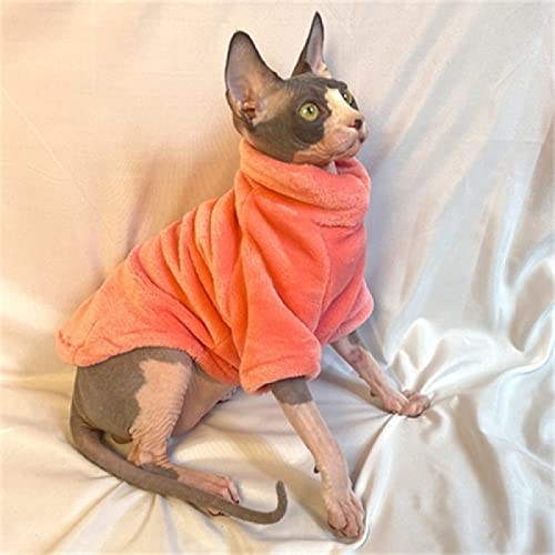 YAOER Haarlose Katze Sphinx Devon Kleidung Weihnachten Winter Warm Fleece Pullover Unterwäsche,Pink,XL von YAOER