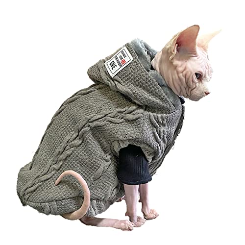 YAOER Haarlose Katze Sphinx Devon Kleidung Weihnachten Winter verdickte Gesteppte Plus warme Weste aus Samt, grau, XL von YAOER