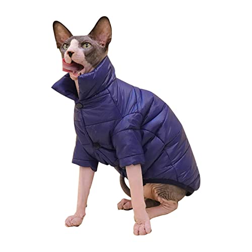 YAOER Haarlose Katze Sphinx Devon Kleidung Winter Warme Dick Gefütterte Jacke Weste, Blaue Jacke, M von YAOER