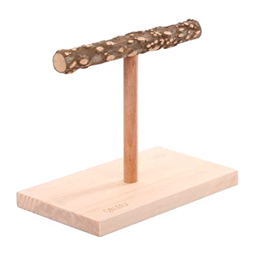 Sitzstange aus Holz, natürlicher Ast mit Sockel, Papageienspielzeug, stabile Tischplatte, Scheuerstation für Vögel, Papageien, Sitzstange, Tischplatte für Vögel von YAOGUI