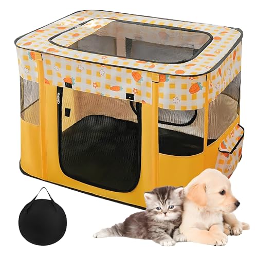 Faltbarer Katzenkäfig, 70 x 55 x 40 cm, tragbare Katzen-Hundebox für drinnen und draußen, Reisen, Camping, abnehmbar, mit Reißverschluss, ideal für Welpen, Kätzchen und Geburt von YAOJUCYE