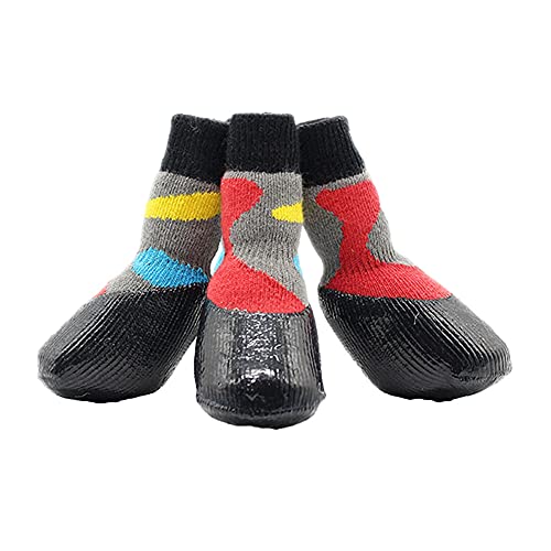 4PCS Hundesocken, rutschfest, Pfotenschutz, Traktionskontrolle, Wasserdicht, Weiche Welpen Socken für Drinnen und Draußen,WPS01,1# von YAOTT