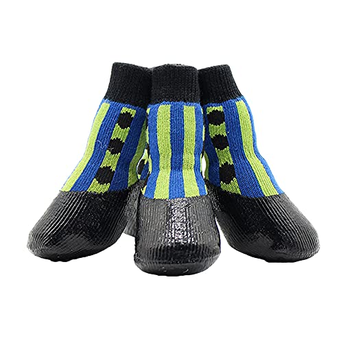 4PCS Hundesocken, rutschfest, Pfotenschutz, Traktionskontrolle, Wasserdicht, Weiche Welpen Socken für Drinnen und Draußen,WPS02,0# von YAOTT