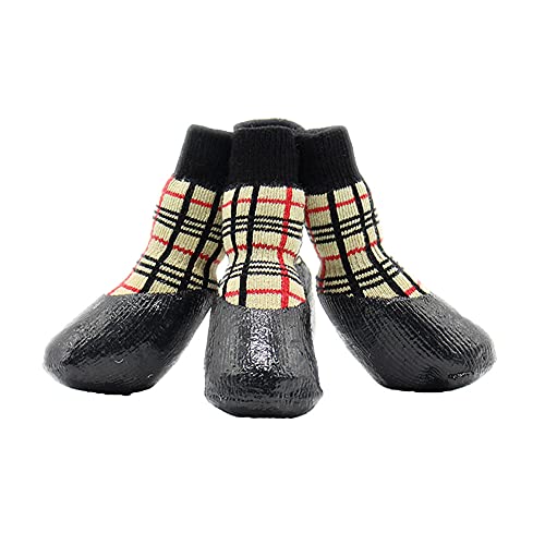 4PCS Hundesocken, rutschfest, Pfotenschutz, Traktionskontrolle, Wasserdicht, Weiche Welpen Socken für Drinnen und Draußen,WPS03,0# von YAOTT