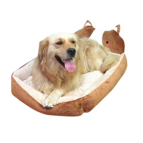 Flauschiges Hundebett Katzenbett niedliches Tierform-Haustiernest Zwei-in-Eins-Haustierhaus und Sofa Plüsch tief gefangenes Katzenbett Outdoor-Hundesofa tragbar Warm halten Kaffee M：60*50*14CM von YAOTT