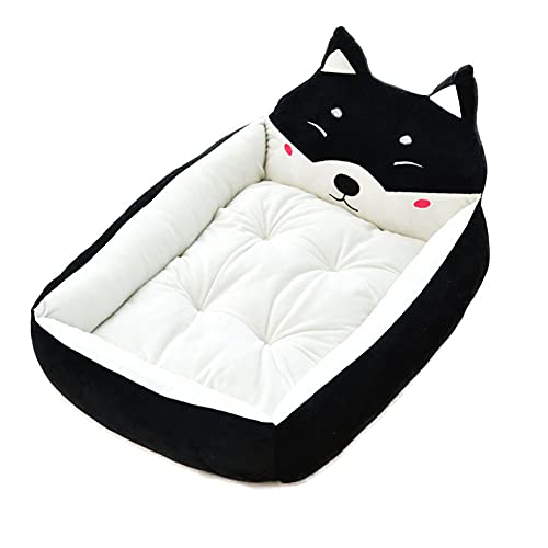 Flauschiges Hundebett Katzenbett niedliches Tierform-Haustiernest Zwei-in-Eins-Haustierhaus und Sofa Plüsch tief gefangenes Katzenbett Outdoor-Hundesofa tragbar Warm halten Schwarz S：50*40*12CM von YAOTT