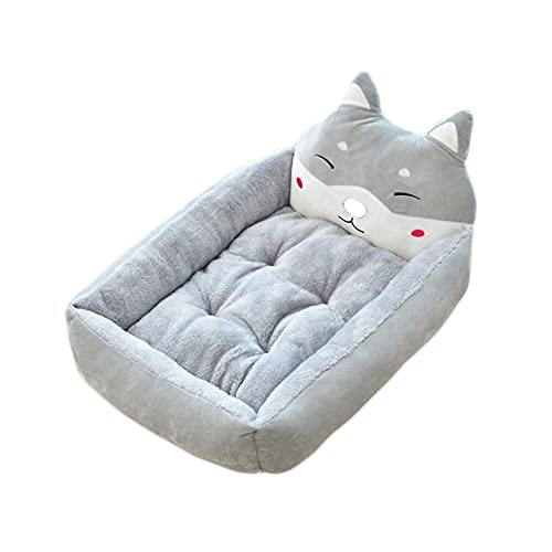 Flauschiges Hundebett Katzenbett niedliches Tierform-Haustiernest Zwei-in-Eins-Haustierhaus und Sofa Plüsch tief gefangenes Katzenbett Outdoor-Hundesofa tragbar Warm halten grau S：50*40*12CM von YAOTT