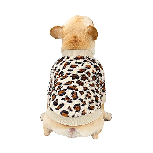 Haustier Hoodie Leopardenmuster Weiche,Bequeme,Warme und Kältebeständige Hundepullover Welpen Katzen Hoodies Hundekleidung Bekleidung Haustier-Outfit,Weiß,M von YAOTT