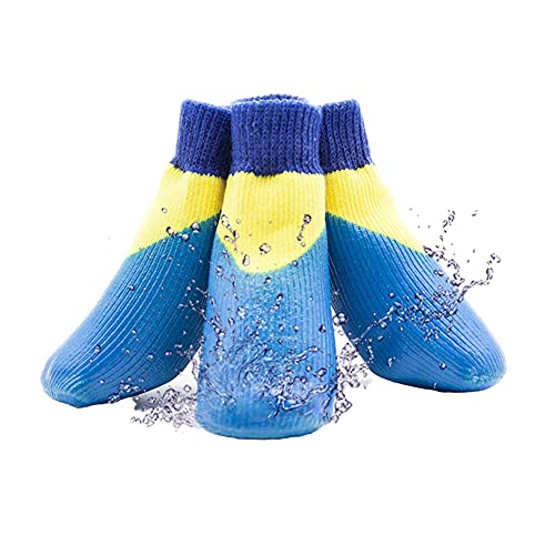 Haustier-Hundewelpen wasserdichte Anti-Rutsch-Sportsocken Schuhe Stiefel, 4 Stück Pfotenschutz Haftsocken für Drinnen, Haustier Hunde Katzensocken,WPS012,0# von YAOTT