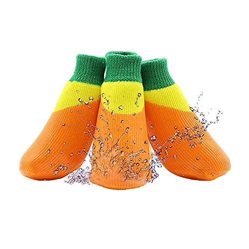 Haustier-Hundewelpen wasserdichte Anti-Rutsch-Sportsocken Schuhe Stiefel, 4 Stück Pfotenschutz Haftsocken für Drinnen, Haustier Hunde Katzensocken,WPS015,0# von YAOTT