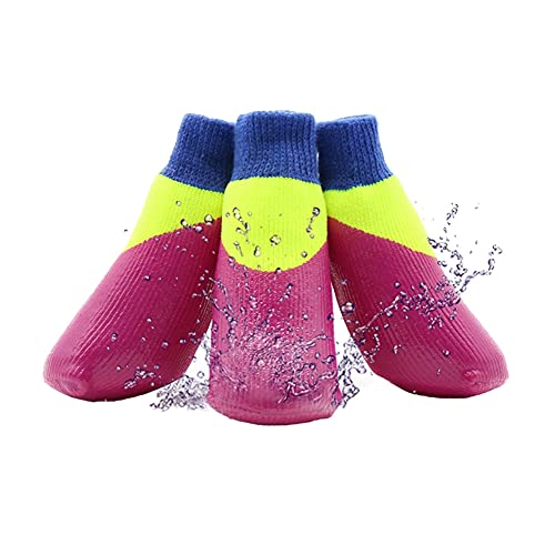 Haustier-Hundewelpen wasserdichte Anti-Rutsch-Sportsocken Schuhe Stiefel, 4 Stück Pfotenschutz Haftsocken für Drinnen, Haustier Hunde Katzensocken,WPS016,0# von YAOTT